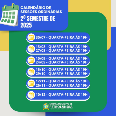 camara - calendário 2ª semestre
