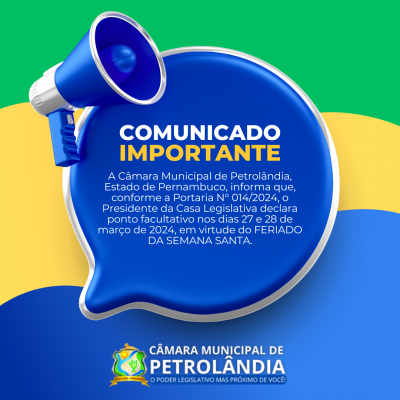 Comunicado Post Feed Para Instagram Azul Amarelo e Branco