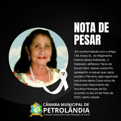 nota de pesar - camara de petrolândia