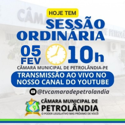 Câmara Municipal realiza Sessão Ordinária nesta segunda-feira, dia 05